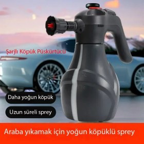 Resim Elektrikli Köpük Püskürtücü Taşınabilir Şarjlı Araç Yıkama, Bahçe ve Balkon Temizlik Cihazı | Yüksek Basınçlı, Geniş Açılı Nozul, Köpükleme Özelliği, 2 Litre Kapasite, USB Şarjlı 