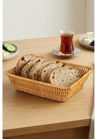 Resim Digithome Dikdörtgen Rattan Mini Ekmek Sepeti - Bb6061 Turuncu 