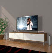 Resim Decoraktiv Eko 140 Slm Std Krom Ayaklı Tv Ünitesi Tv Sehpası - Ceviz - Beyaz 