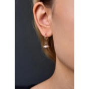 Resim Papatya Silver 925 Ayar Gümüş Rose Kaplama Kirpik Göz Halka Küpe 