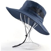 Resim Qianyi Erkek Ve Kadın Geniş Kenarlı Anti-uv Plaj Şapkası - Yaz Kamp Yürüyüş İçin Mavi 