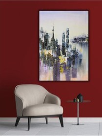 Resim Yağlı Boya Tablo %100 El Yapımı 75cmx100cm Şehir Soyut 