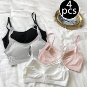 Resim 4 adet Kadınların Ayarlanabilir Askılı Kablosuz Sütyenleri - İçten Yastıklarla, Nefes Alabilen Kabartmalı Viskoz, Yoga ve Spor için Destekleyici Yastıklama, Düz Renk, Siyah, Beyaz, Pembe, Bej, Yoga Aksesuarları 
