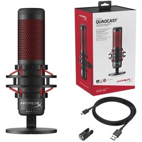 Resim HyperX Quadcast Mikrofon Profesyonel Gaming HX-MICQC-BK Oyuncu Kırmızı 