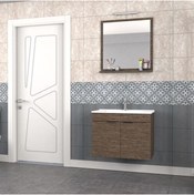 Resim BIANI Fix Arya 75 Cm Banyo Dolabı Renk Aybe Kahve 