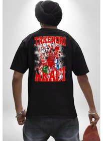Resim Basketbol Akagi Takenori Anime Slam Dunk Karakter Pamuklu Unisex Oversize Sırt Dijital Baskılı Siyah T-shirt Siyah 