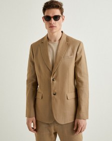 Resim Koton Keten Ceket Blazer Slim Fit Düğmeli Cep Detaylı Deve Tüyü 4sam50038hw Taba 