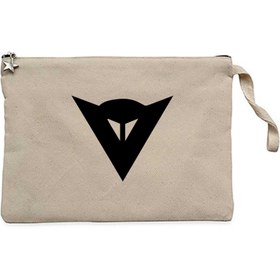 Resim Dainese Black Logo Krem Clutch Astarlı Cüzdan / El Çantası - Krem 