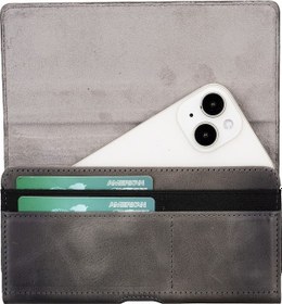 Resim Titan 6.1 İnch Uyumlu Deri Kartlıklı Kılıf Antik Gri 