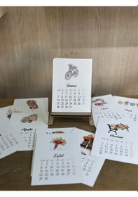 Resim Mini Ahşap Şövale Yeni Yıl 2025 Masaüstü Takvimi 