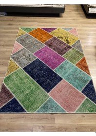 Resim Tuğra Halı El Dokuma Patchwork Yün Halı 160 X 230 Ebat 