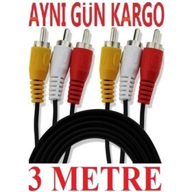 Resim Alfais 5007 3Rca To 3 Rca Ses Görüntü Tos Scart Kablosu 3 Metre 