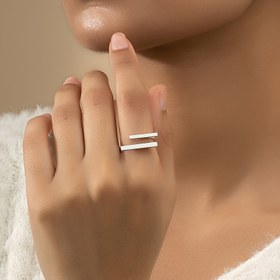 Resim 1 adet Minimalist Stil Açık Yüzük Basit Geometrik Tasarım Erkekler Ve Kadınlar İçin Uygun Altın Veya Simli Çağrı Maç Günlük Kıyafetler Yapın 