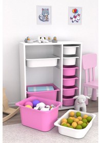 Resim Zen Çok Amaçlı Oyuncak Dolabı 10 Sepetli - Pembe Beyaz 2d2k6u Beyaz - Pembe 