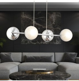 Resim Berca 4lü Krom Avize Modern Mutfak Yemek Masası Üstü Yatak Odası Salon Avize Krom 