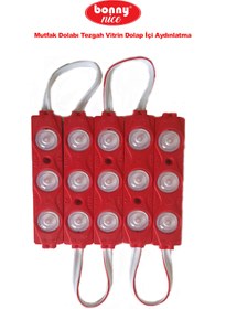 Resim Bonny Nice Çalışma Masası Mutfak Dolabı Tezgah Vitrin Dolap İçi Aydınlatma Modül Led Kırmızı Işık 5’li 