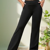 Resim Kadınlar için Yüksek Bel Genişleyen Yoga Pantolonu - Karın Kontrolü, Bacak İnceltme ve Kalça Kaldırma Tasarımı - Rahatlık için Esnek Polyester Spandex Karışımı - İlkbahar, Yaz, Sonbahar Günlük veya Antrenman Kıyafeti 