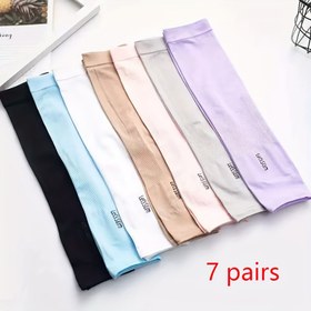 Resim 7 çift üniseks kol bandı - Nefes alabilen elastik uyum dış mekan sporları, sürüş ve yaz aktiviteleri için 7 renk Kol kolluklar Bilek koruyucular 