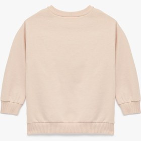 Resim Kız Bebek Pamuklu Uzun Kollu Bisiklet Yaka Şardonlu Sweatshirt 