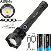 Resim Alonefire 4000 Lümen Yakınlaştırma El Feneri - Ayarlanabilir Işın ile Yüksek Güçlü LED Fener, Type-C USB Şarj Edilebilir, Kamp, Yürüyüş, Gözetim, Taktik, Balıkçılık, Tırmanma Macera Işığı, 18650/26650 Pil, Açık Hava Aydınlatması | Ayarlanabilir Işın El Feneri | Dayanıklı İnşaat, El Feneri 