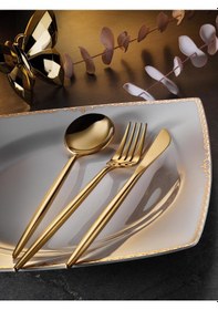 Resim Aryıldız Versay Gold 36 Parça Çatal Kaşık Bıçak Takımı AR248225 Altın 