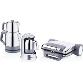 Resim Korkmaz Inox 7 Parça Elektro Set Paslanmaz Çelik Modern Tasarım 4 Fincan Kahve Kapasitesi 