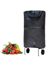 Resim Microcase Tekerlekli Cepli Tasarım Katlanabilir Portatif Pazar Market Arabası Malzeme Çantası- Al4966 - Siyah 