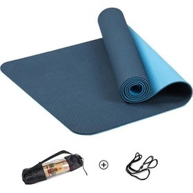 Resim Tpe Pilates & Yoga Minderi 6 MM Taşıma Çantalı Çift Renkli Yoga Mavi Standart Mavi 