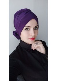 Resim Kadın Tesettür Bone Fiyonklu Mor Mor 