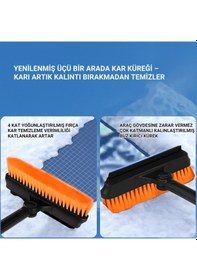 Resim Polham Teleskopik Kar Süpürgesi Ve Buz Kazıyıcı Yüzey Çizmez Fırça Araç Camı & Kaput Temizleme Aparatı Siyah 