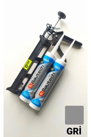 Resim Glax Tools 2 Adet Gri Silikonize Mastik / Çekomastik 2x500gr. ve Silikon Tabancası 