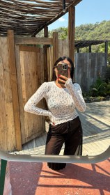 Resim Beyaz Dantel Desen Bluz - M 