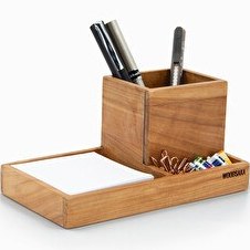 Resim WOODSAKA ProKit Çok Amaçlı Organizer - Kalemlik Not Kağıdı Kutusu Ataçlık Bir Arada - Kiraz Ağacından 