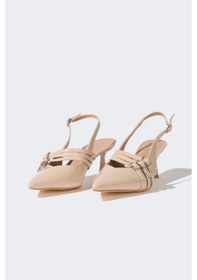 Resim Defacto Kadın Çift Bantlı Yüksek Taban Suni Deri Topuklu Sandalet E7247ax25spbg26 Bej 