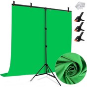 Resim Tianya 150*200cm T Stand Bar + 150x200cm Yeşil Fon Perde Background Backdrop Çekim T-Shape 