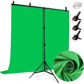 Resim Tianya 150*200cm T Stand Bar + 150x200cm Yeşil Fon Perde Background Backdrop Çekim T-Shape 