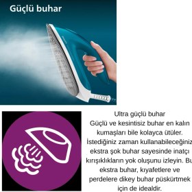 Resim Philips Perfectcare Compact Essential 2400 W Buhar Kazanlı Ütü Turkuaz + Hassas Mutfaktartısı Hediye 