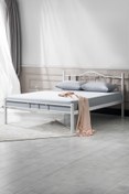 Resim EVGER HOME Metal Karyola, K25 Beyaz Metal Karyola, Çift Kişilik 
