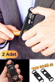 Resim Utelips 2 Adet Puro Kesici Keskin Bıçaklı Siyah Makas Portatif Siyah Pro Kesme Makası Paslanmaz Bıçaklı 