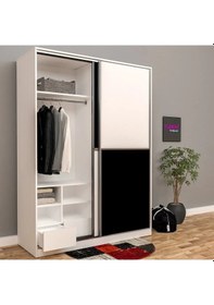 Resim Satranç Gardırop Mdf Beyaz 