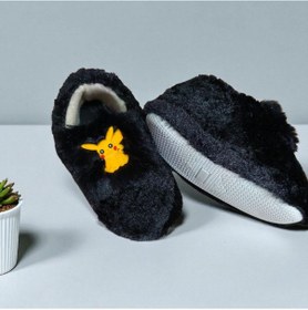 Resim Pikachu Figürlü Çocuk Panduf Erkek Çocuk Panduf Siyah 