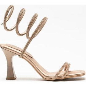 Resim Bakır Saten Kadın Bilekten Burgu Topuklu Abiye Ayakkabı Star 001 