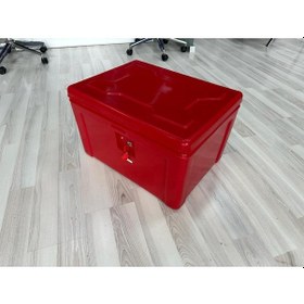 Resim Motosiklet Pizza Servis Çantası Köşeli Kilitli Kırmızı 90 Litre 