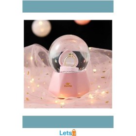 Resim Tek Taş Yüzük Tasarımlı Büyük Boy Işıklı Müzikli Kar Küresi 1 Adet 