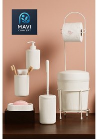 Resim Lüks Şık 6 Lı Banyo Seti Beyaz 