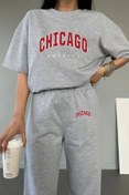 Resim MODARİCH Chicago T-Shirt Eşofman Altı Gri Jogger Tişört Alt Üst Eşofman Takımı Bisiklet Yaka 