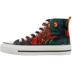 Resim Dogo Kadın Vegan Çok Renkli High Sneakers - Robotto Tasarım 