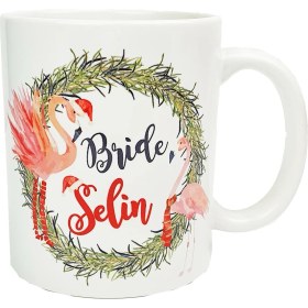 Resim Pekshop Yılbaşı Flamingo Konseptli Kişiye Özel Gelin Kupası 