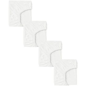 Resim 4 Adet 65 X 95 + 10 Cm Anne Yanı Lastikli Penye Kumaş Bebek Çarşafı-beyaz 
