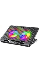 Resim Odin Rgb Işıklı Gaming 2200RPM Çift Fan LED Display Laptop Notebook Soğutucu Stand 